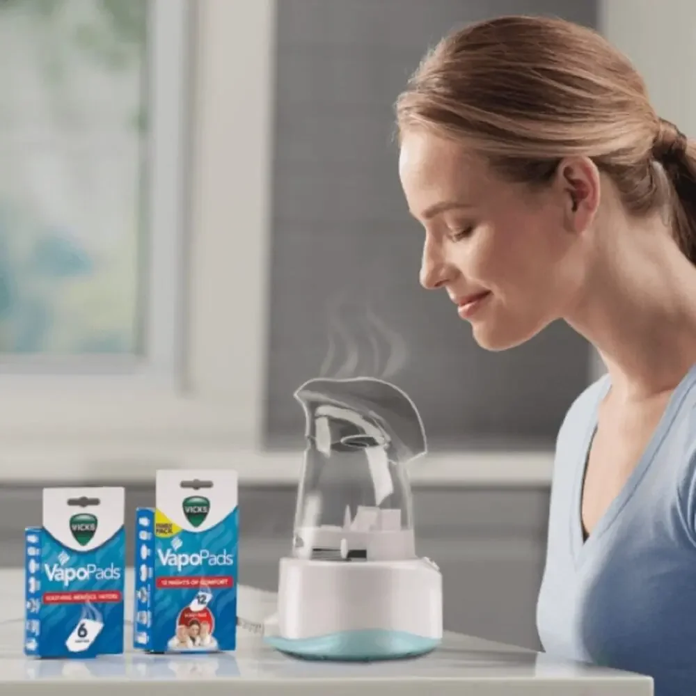 NEW VICKS White Clear Plastic Personal Steamer Steam Inhaler Desktop Portable